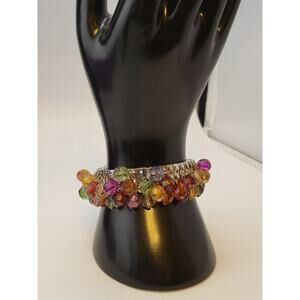 Vintage Multicolor Faceted Bead Stretch Bracelet Statement